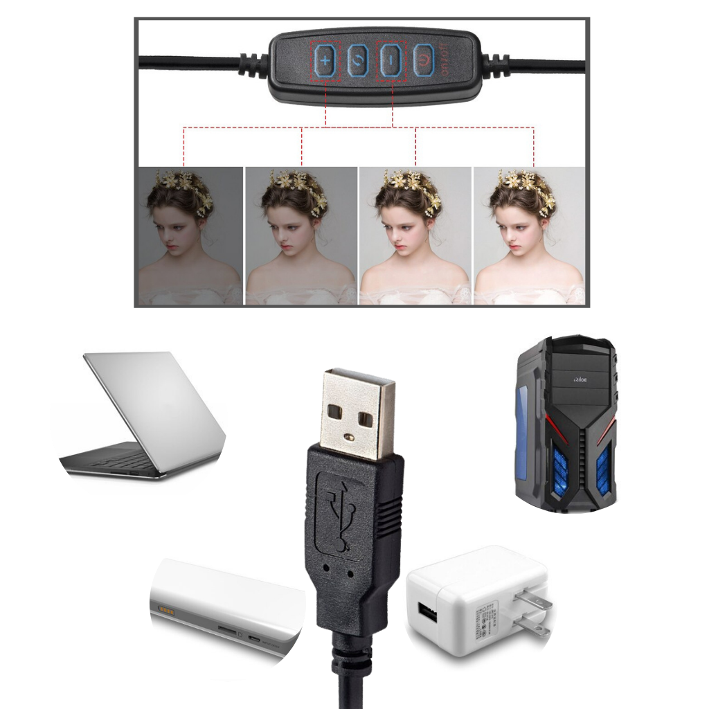 Lampe circulaire à LED de 16 cm avec trépied