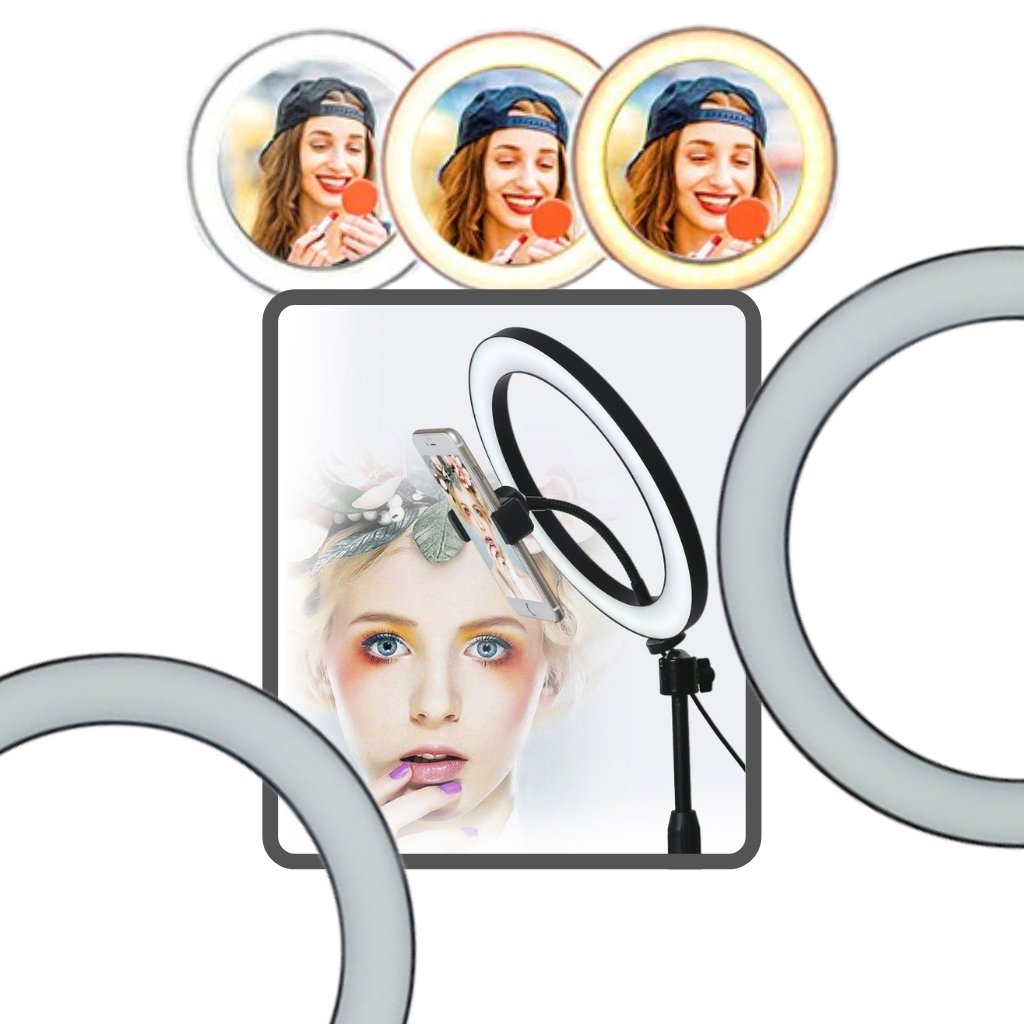 Lampe circulaire à LED de 16 cm avec trépied