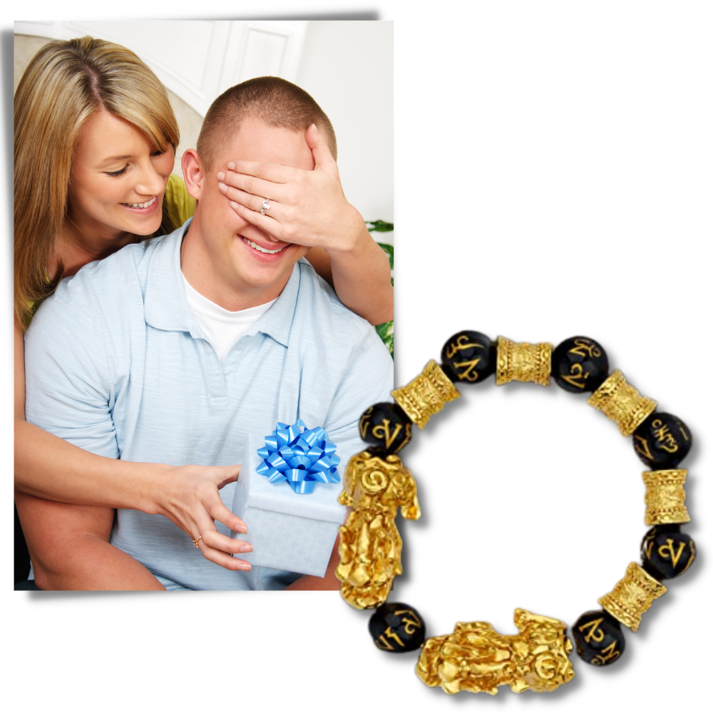 Bracelet en obsidienne noir et doré