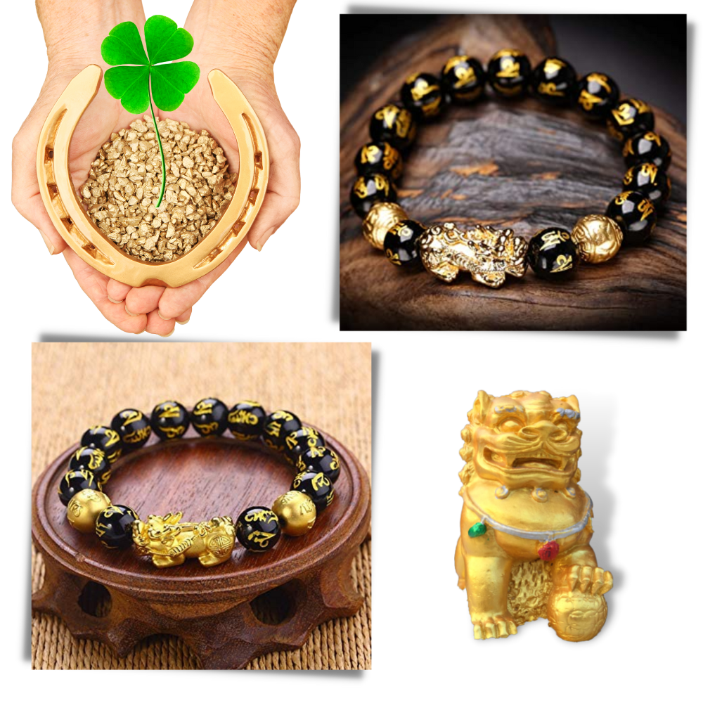 Bracelet en obsidienne noir et doré