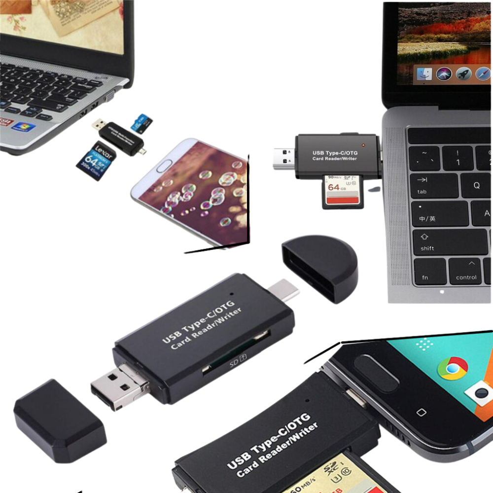 Lecteur de cartes mémoire USB 3-en-1