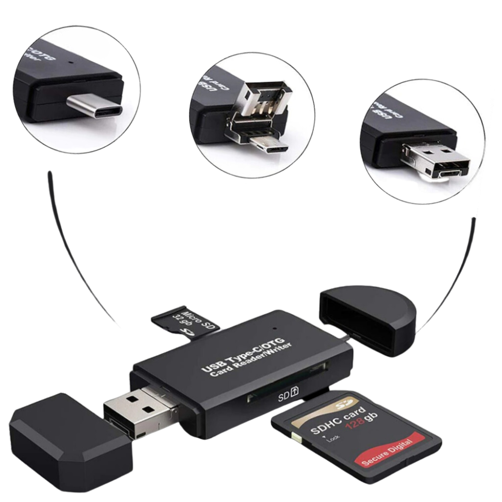 Lecteur de cartes mémoire USB 3-en-1