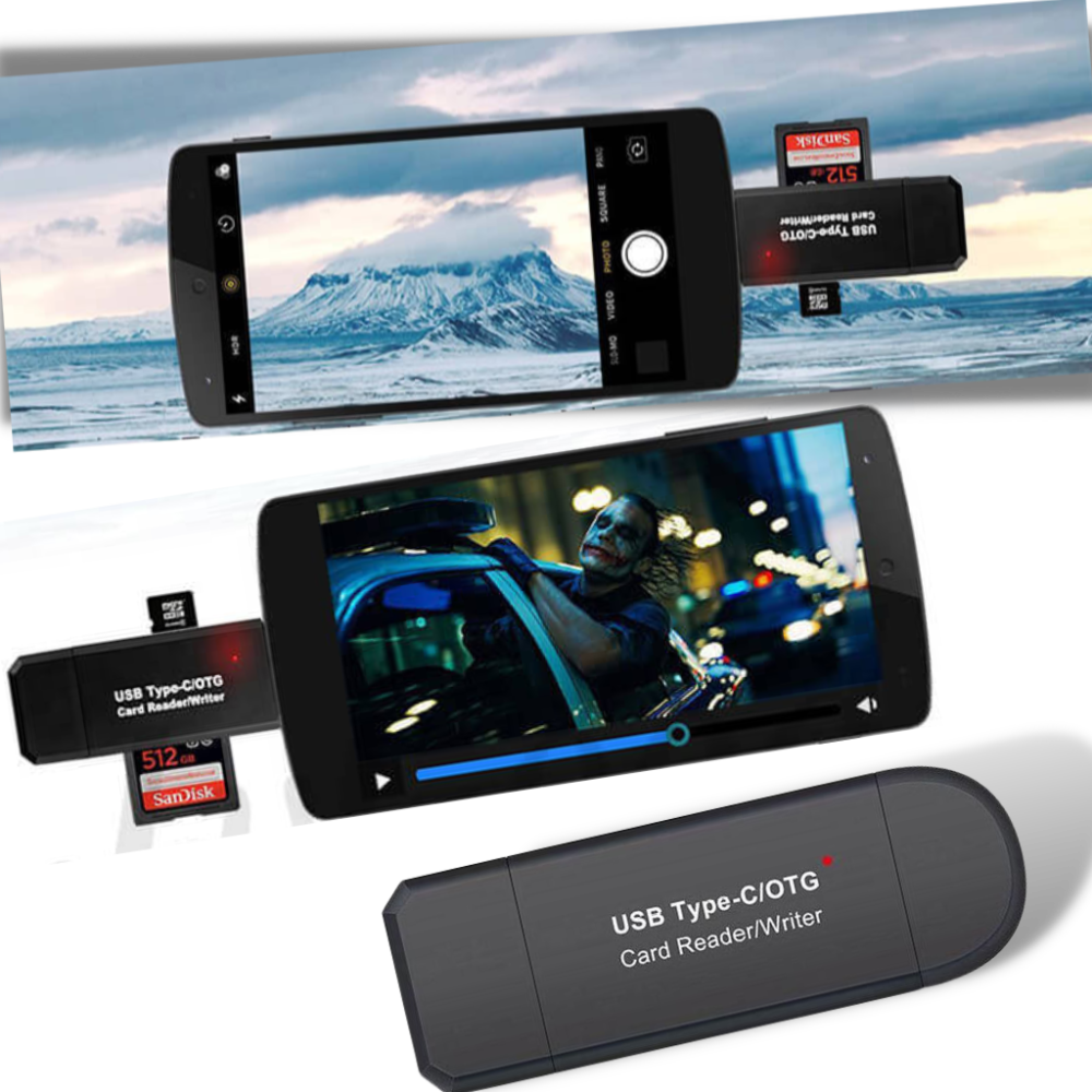 Lecteur de cartes mémoire USB 3-en-1