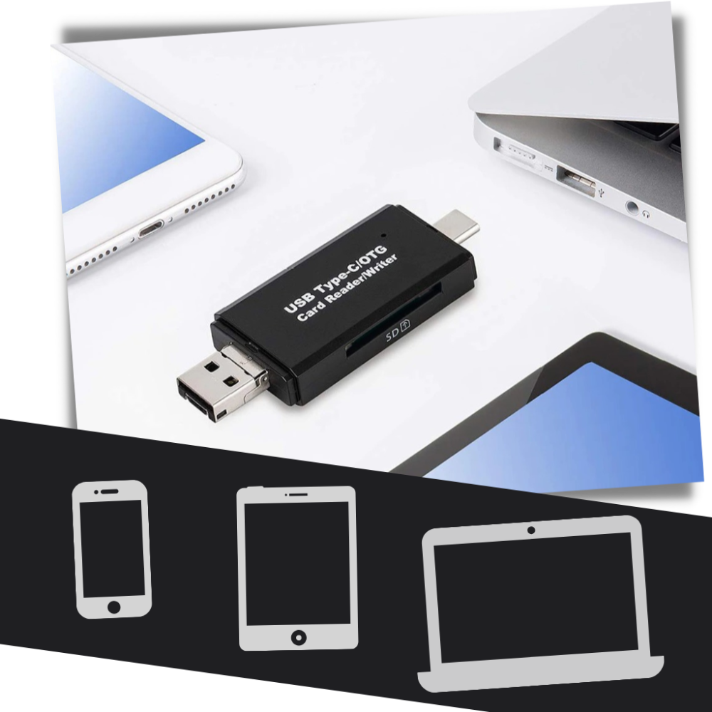 Lecteur de cartes mémoire USB 3-en-1