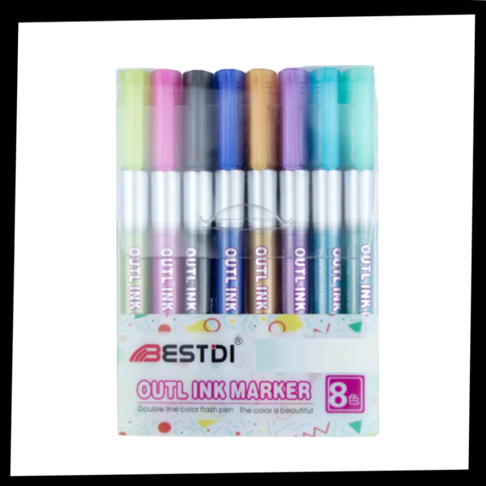 Lot de 8 marqueurs double  ligne