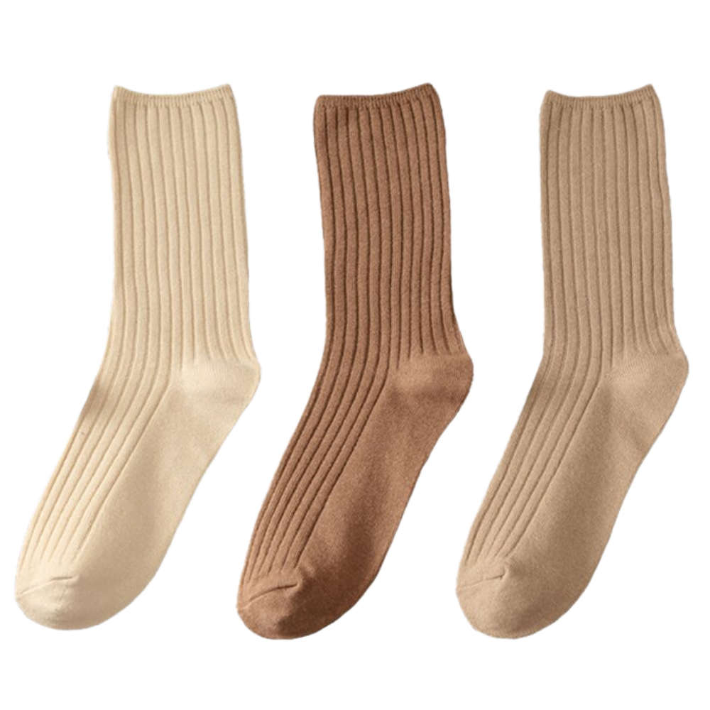 3 Paires de chaussettes côtelées en coton pour femmes