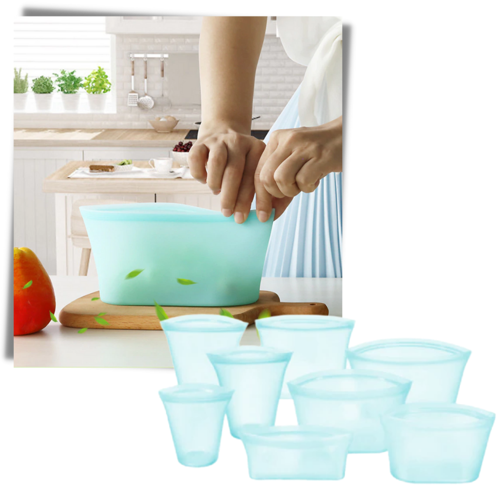 Lot de 8 sacs réutilisables en silicone pour aliments