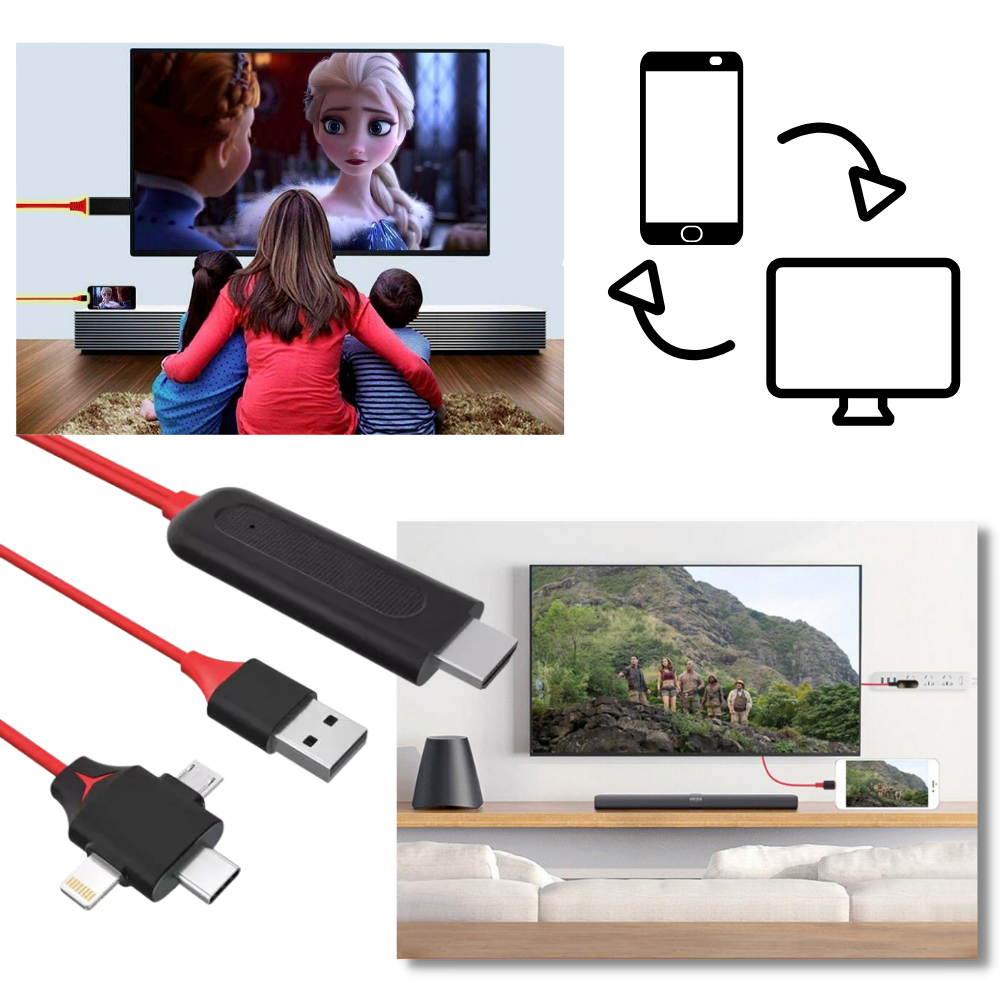 Câble adaptateur HDMI pour téléphones et tablettes