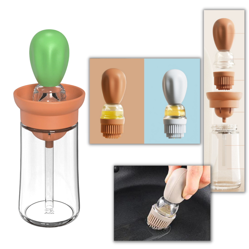 Bouteille d'huile en verre avec pinceau