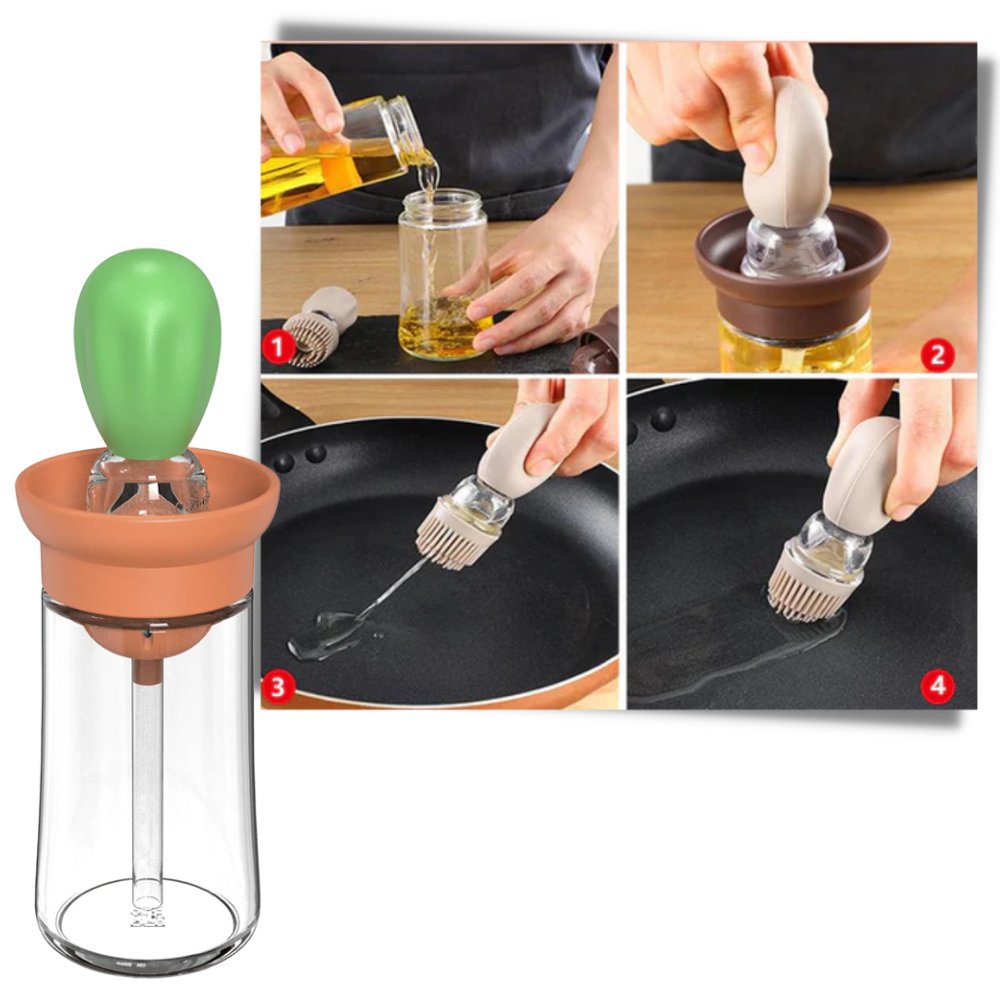 Bouteille d'huile en verre avec pinceau