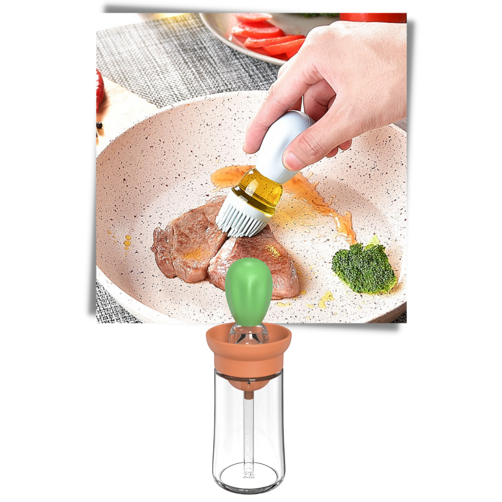 Bouteille d'huile en verre avec pinceau