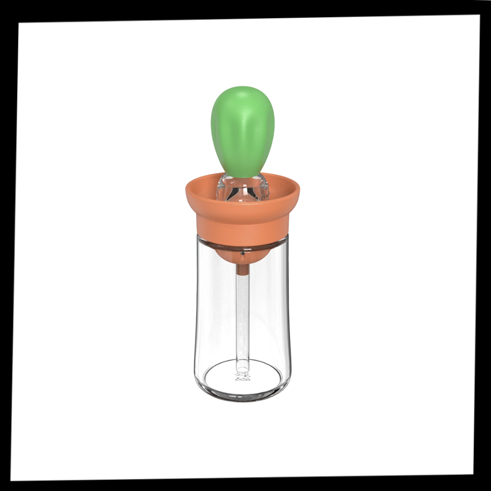 Bouteille d'huile en verre avec pinceau