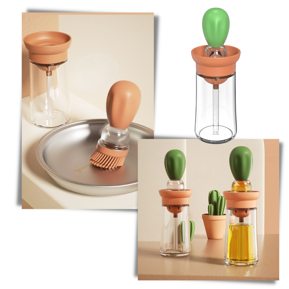 Bouteille d'huile en verre avec pinceau