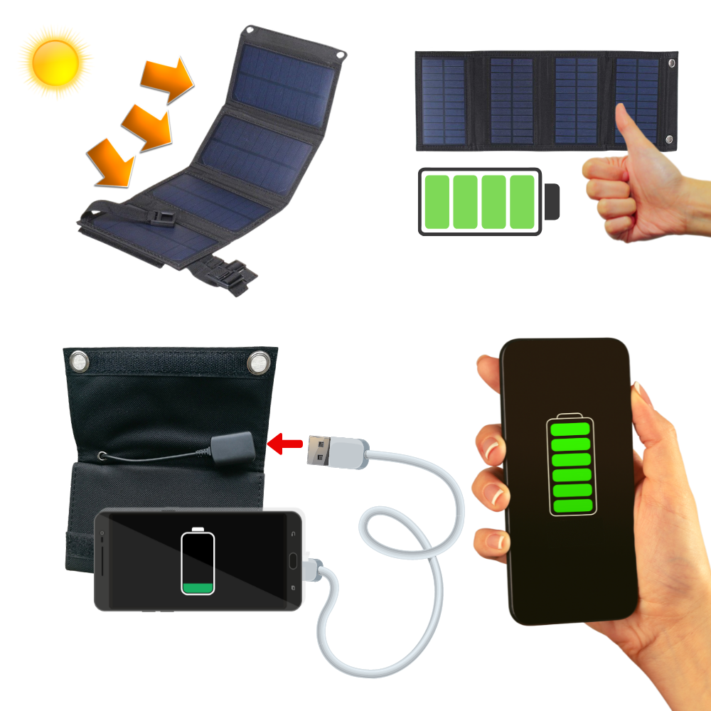 Chargeur portable à panneau solaire avec port USB