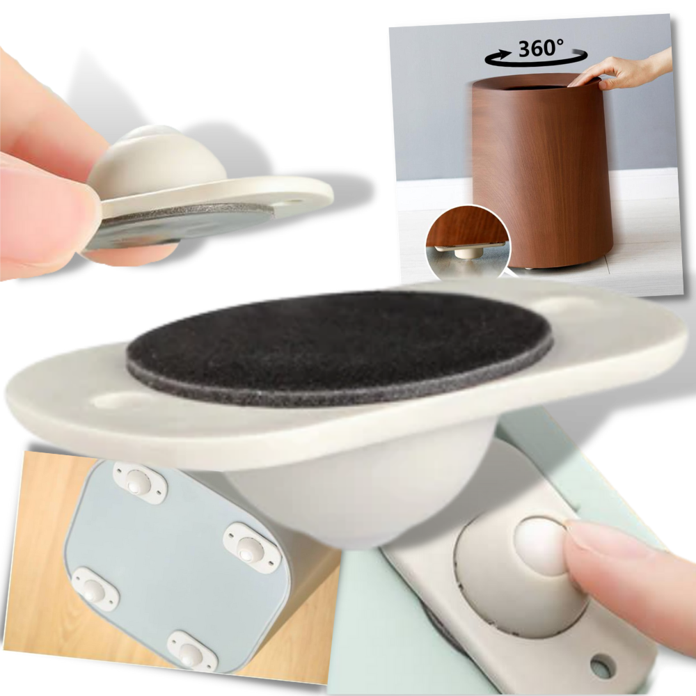 Roue de meuble pivotante adhésive