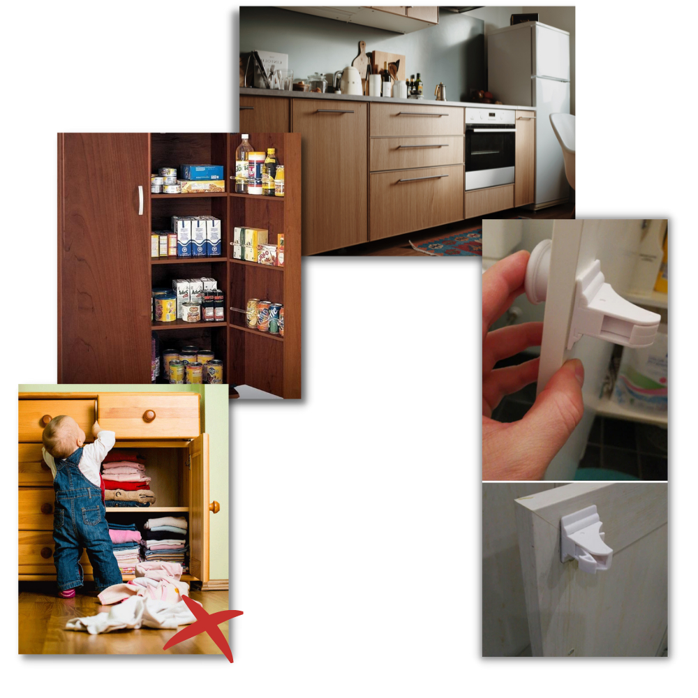 Lot de 4 serrures magnétiques d'armoires pour la sécurité des enfants