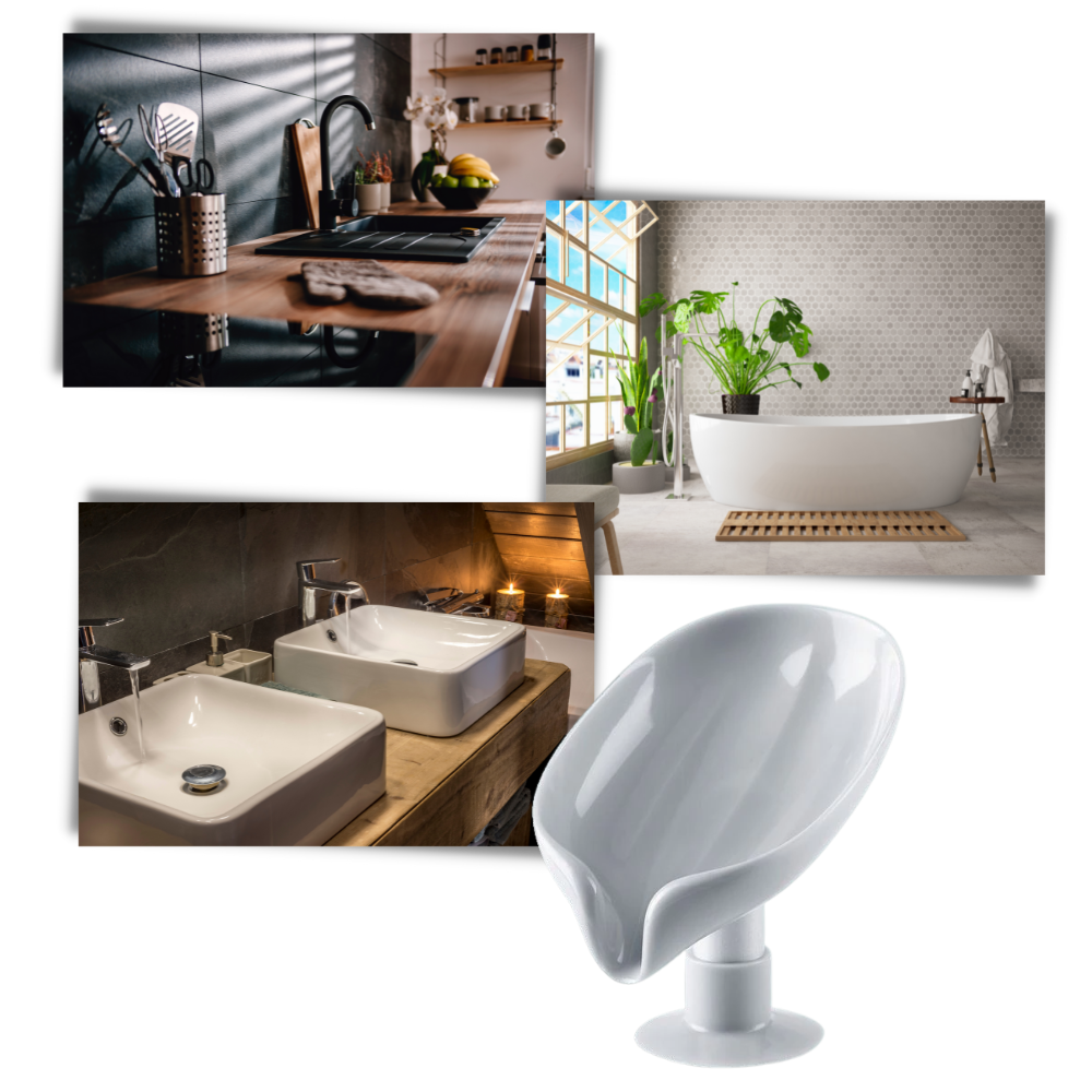 Porte-savon en forme de feuille avec égouttoir