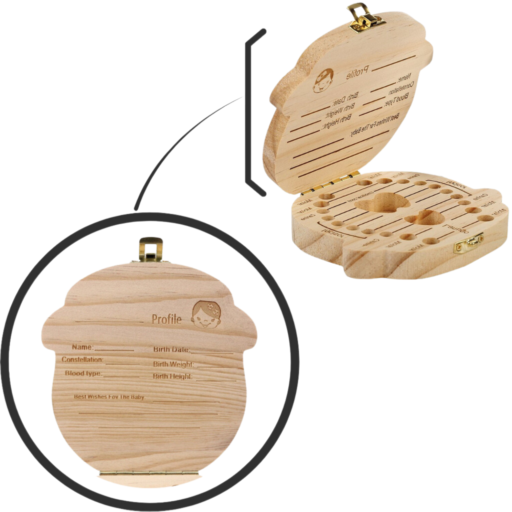 Boîte à dents de bébé en bois