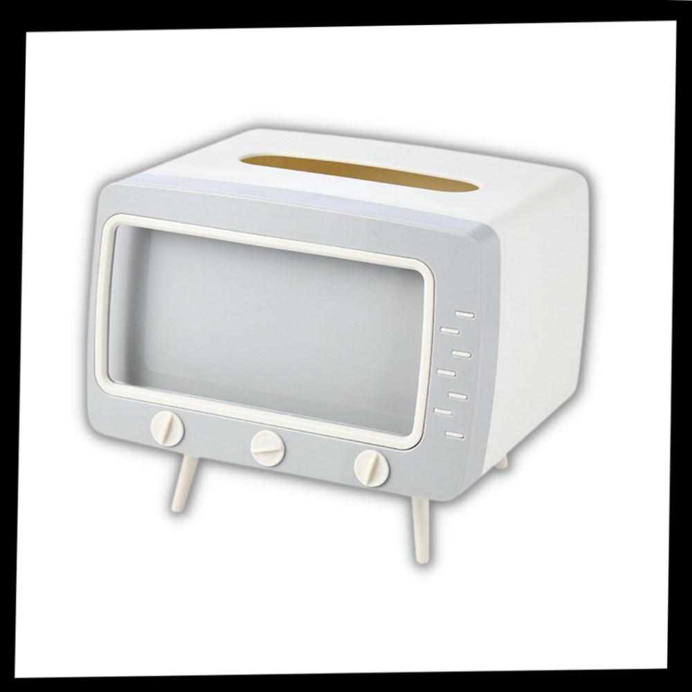 Distributeur de mouchoirs avec support pour téléphone