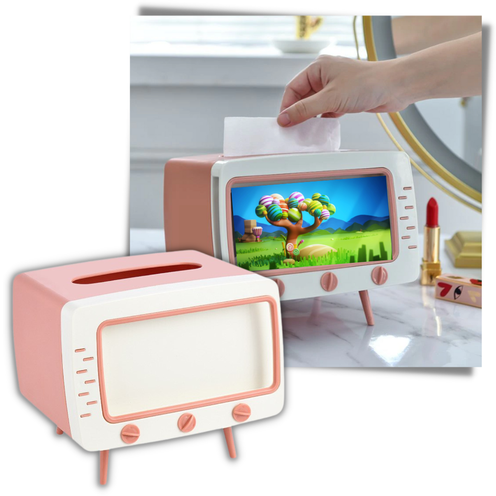 Distributeur de mouchoirs avec support pour téléphone