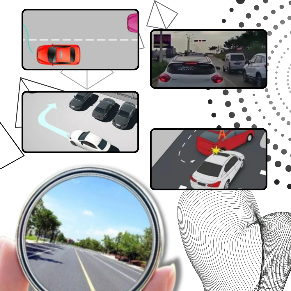 Miroir d'angle mort pour rétroviseur à rotation à 360°