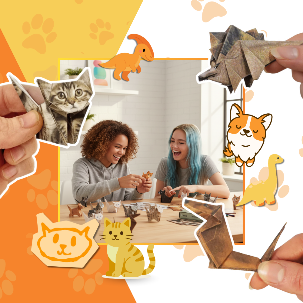 Papier origami 3D d'animaux