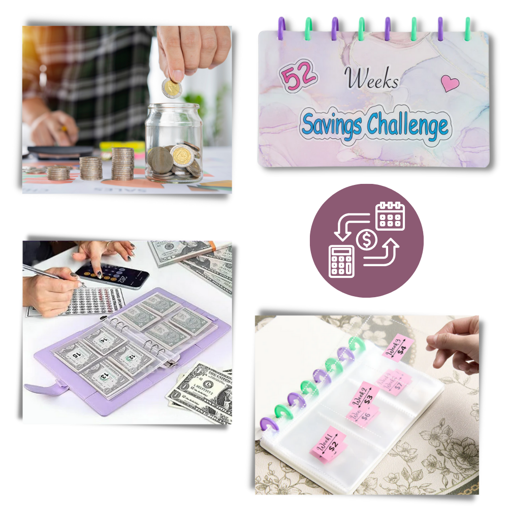 Classeur d'épargne complet de 52 semaines