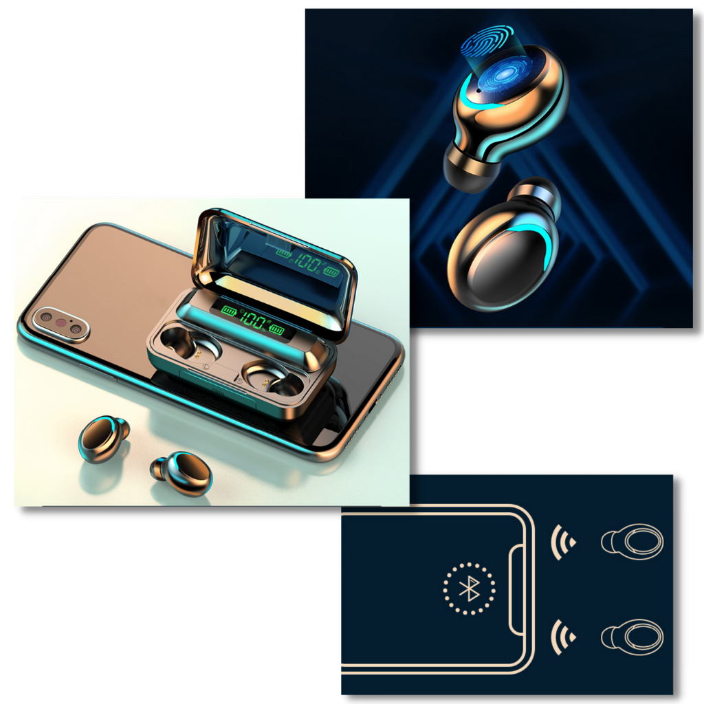 Écouteurs Bluetooth avec boîtier de chargement