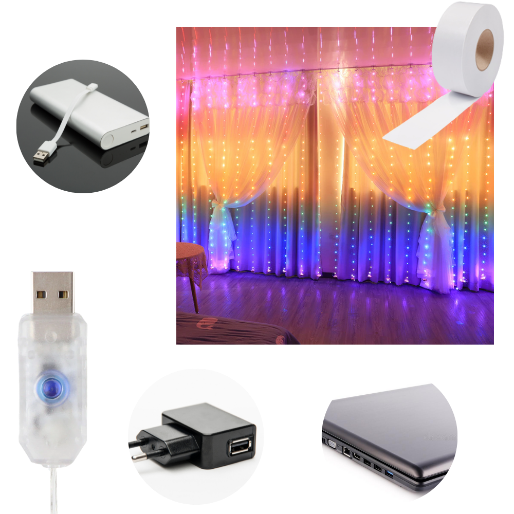 Rideau de lumières avec télécommande