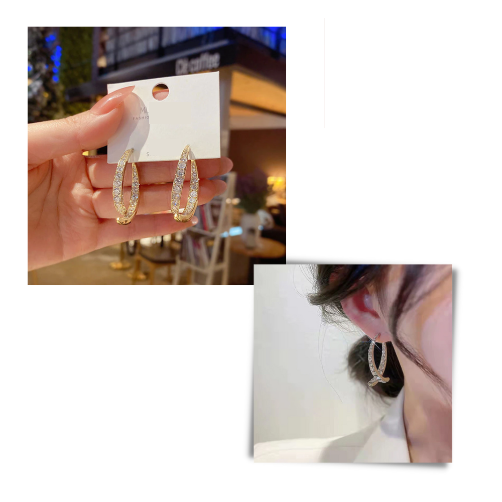 Boucles d'oreilles doré/ argenté en courbe croisée