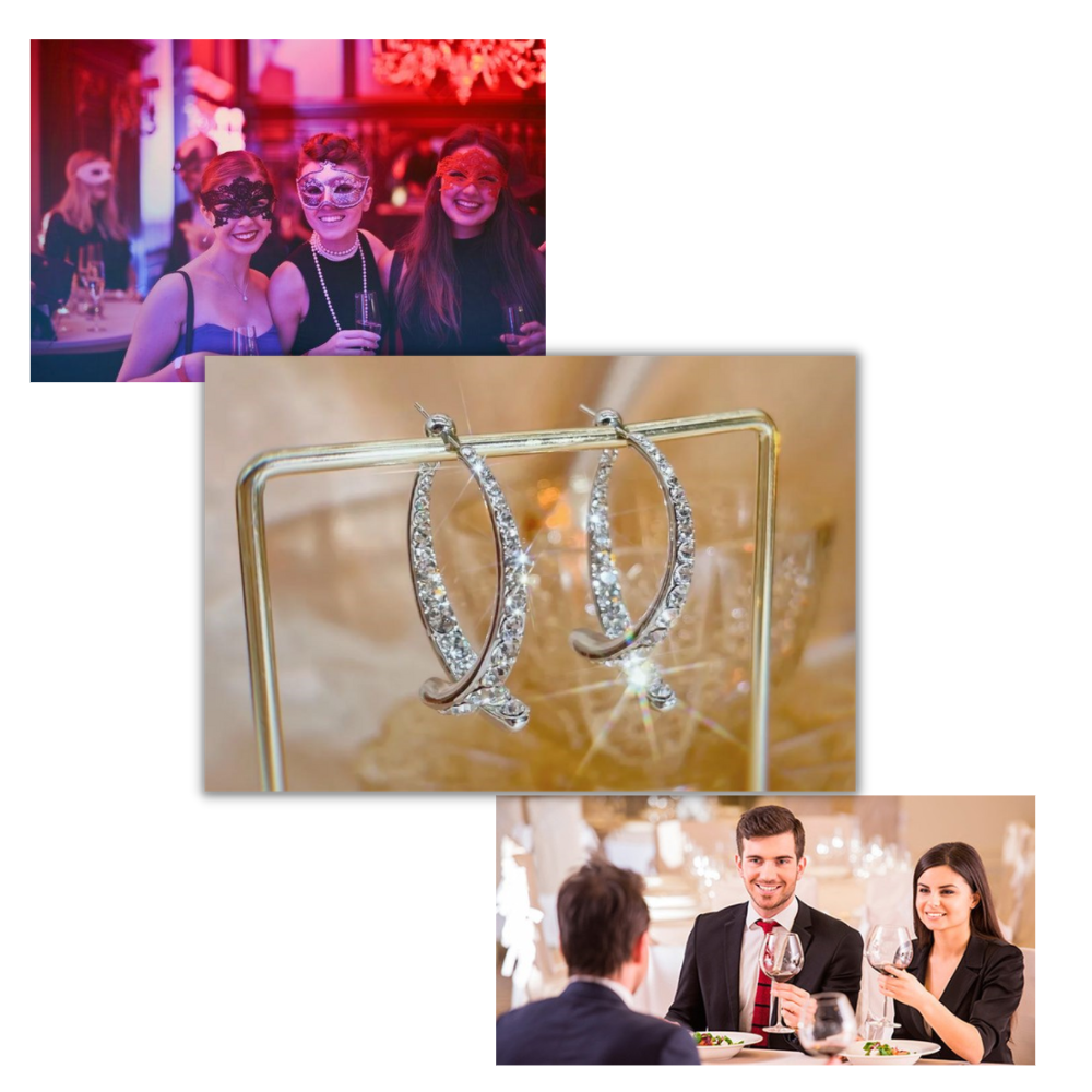 Boucles d'oreilles doré/ argenté en courbe croisée