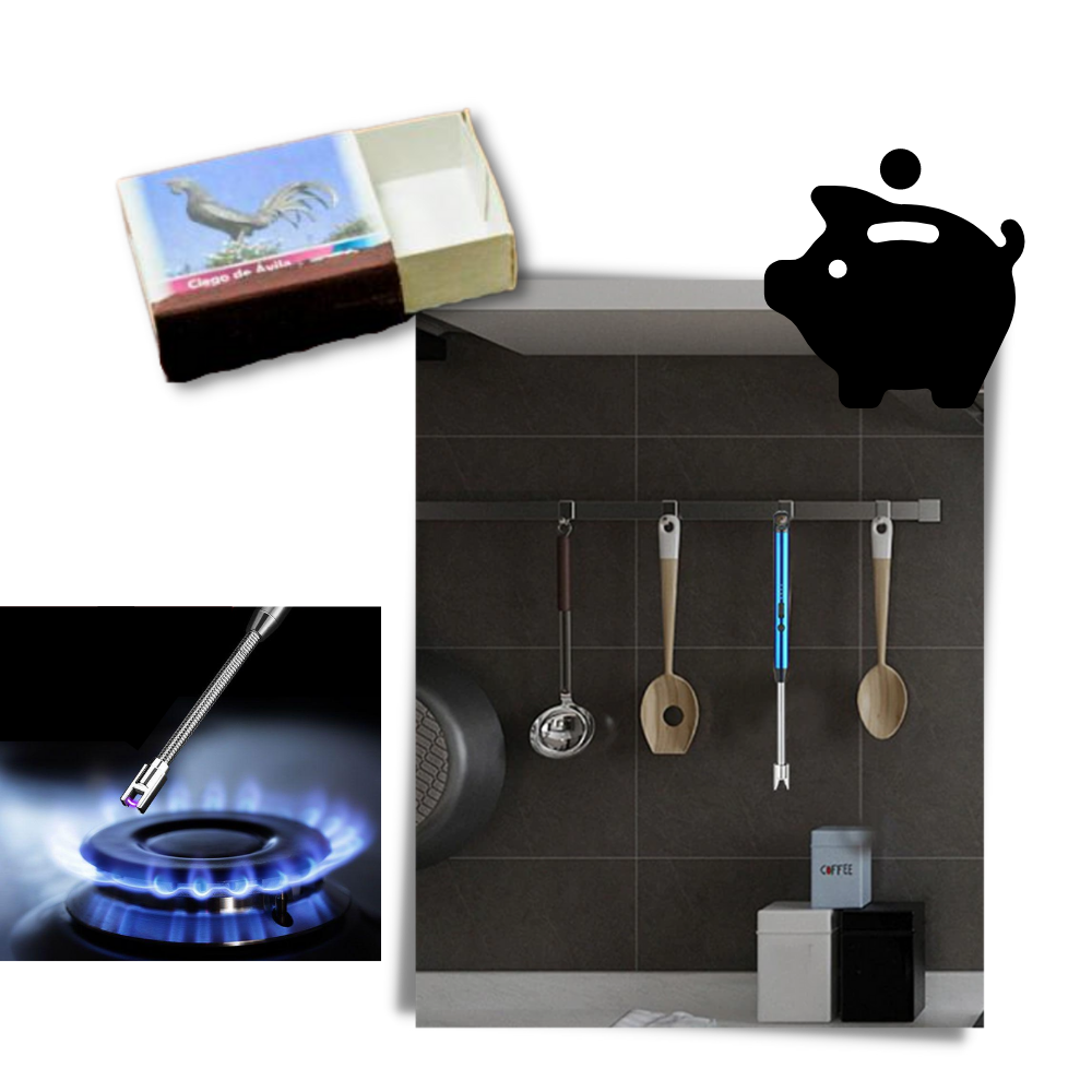 Briquet de cuisine rechargeable et résistant au vent