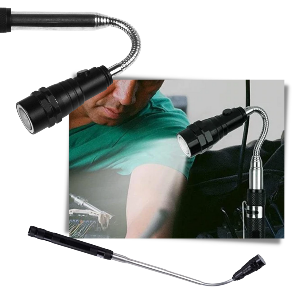 Lampe de poche à LED magnétique et télescopique