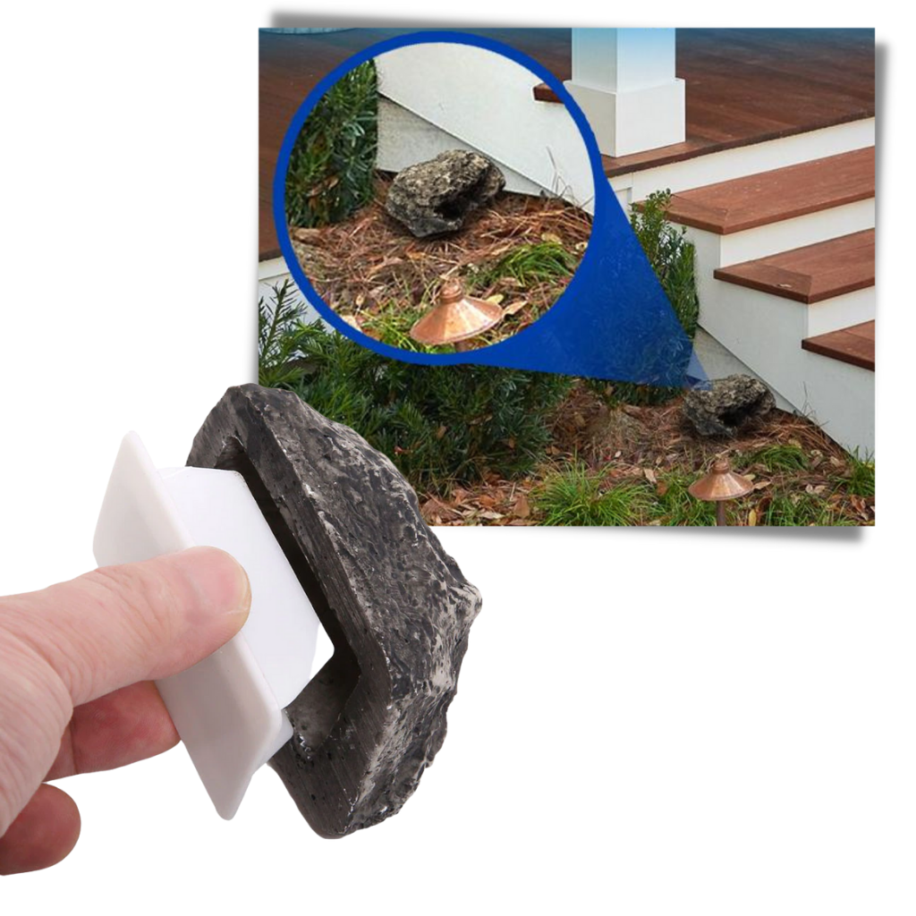 Faux rocher pour cacher les clés