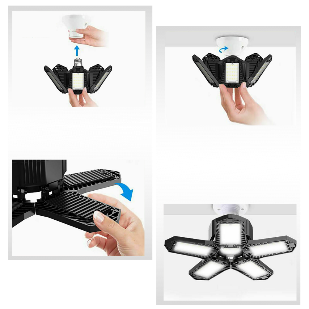 Lumière de garage avec 5 panneaux pliables