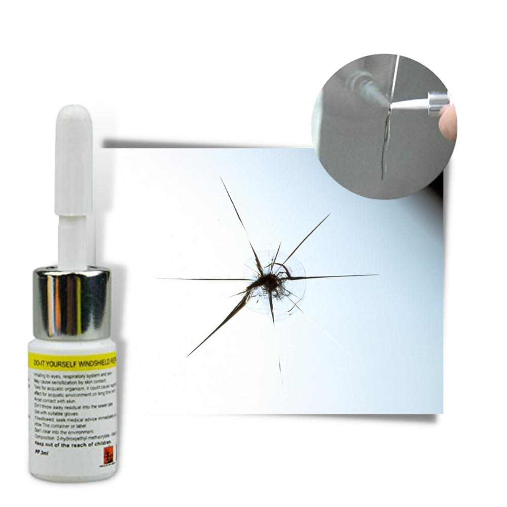 Kit fluide de réparation de vitres fissurées