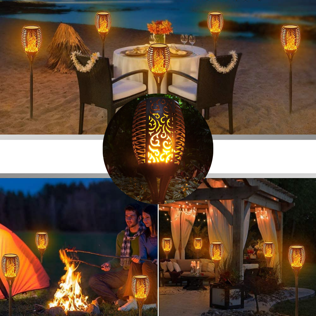 Lampe torche solaire à LED avec flamme