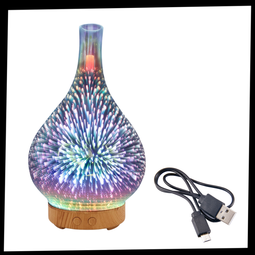 Diffuseur d'huiles essentielles en forme de vase avec le motif des feux d'artifice