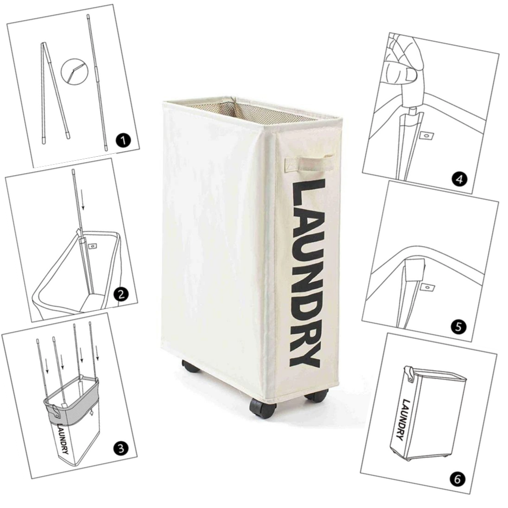 Panier à linge portable à roulettes