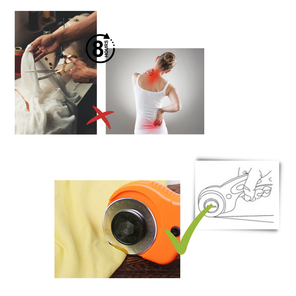 Coupeur rotatif pour tissus avec cinq lames de 45 mm