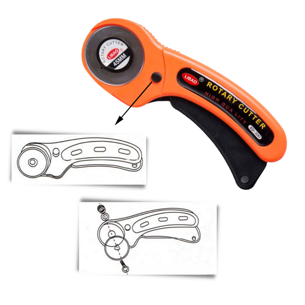 Coupeur rotatif pour tissus avec cinq lames de 45 mm