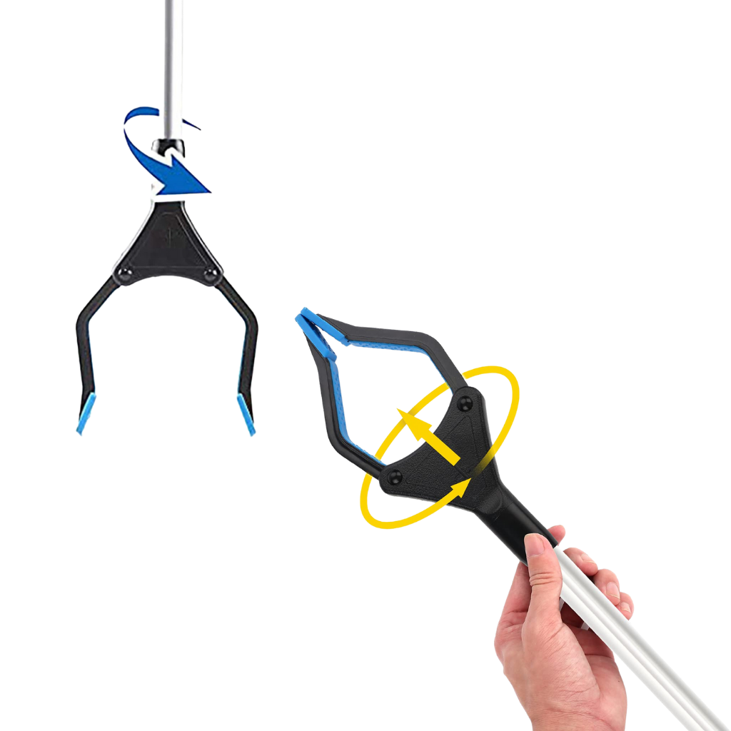 Outil de préhension et de ramassage avec tête rotative