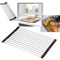 Egouttoir enroulable en acier inoxydable pour vaisselle et aliments
