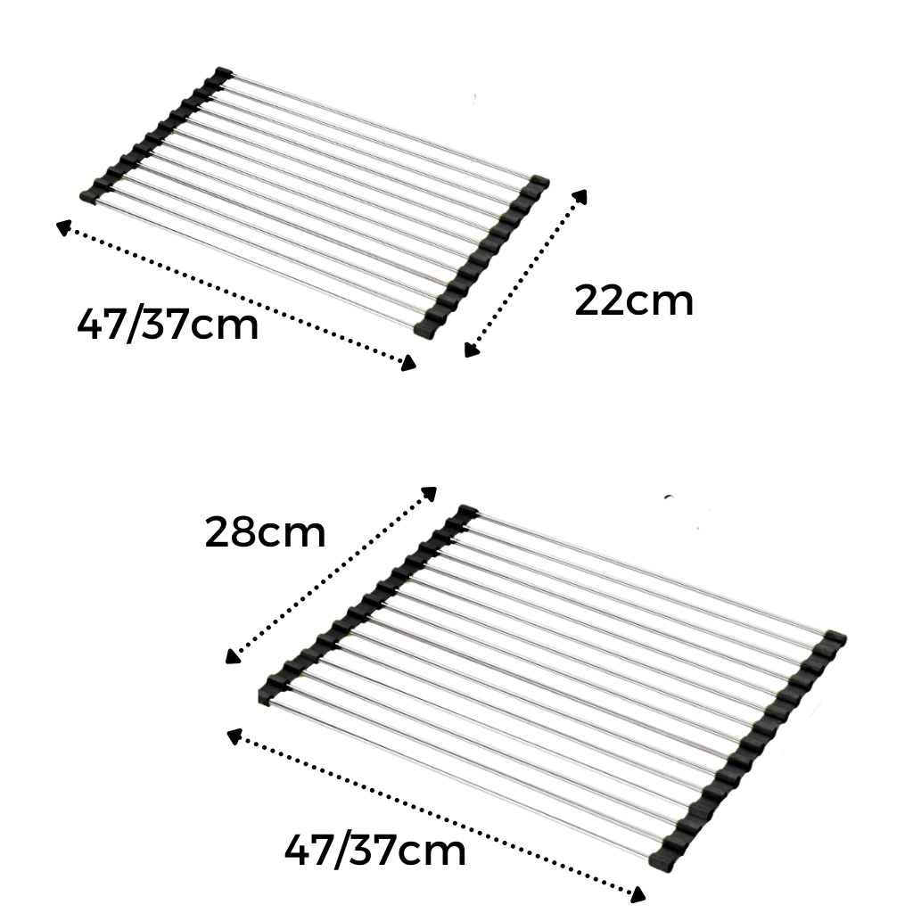 Egouttoir enroulable en acier inoxydable pour vaisselle et aliments