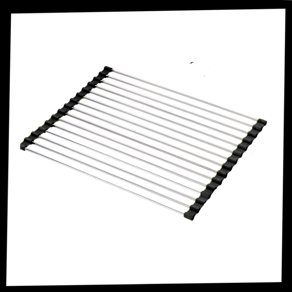 Egouttoir enroulable en acier inoxydable pour vaisselle et aliments