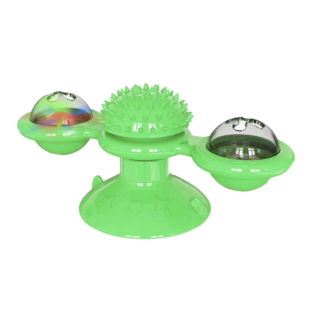 Jouet pour chat "moulin à vent rotatif" avec brosse
