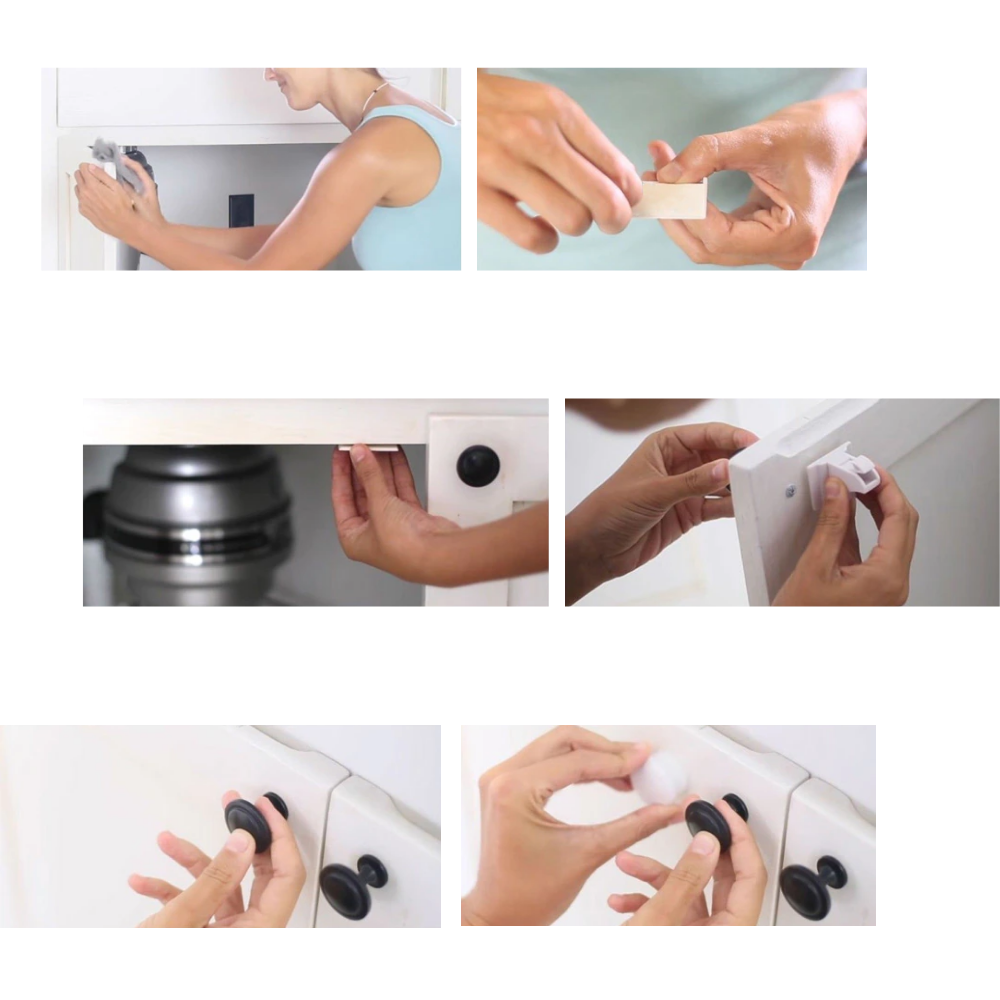 Lot de 4 serrures magnétiques d'armoires pour la sécurité des enfants