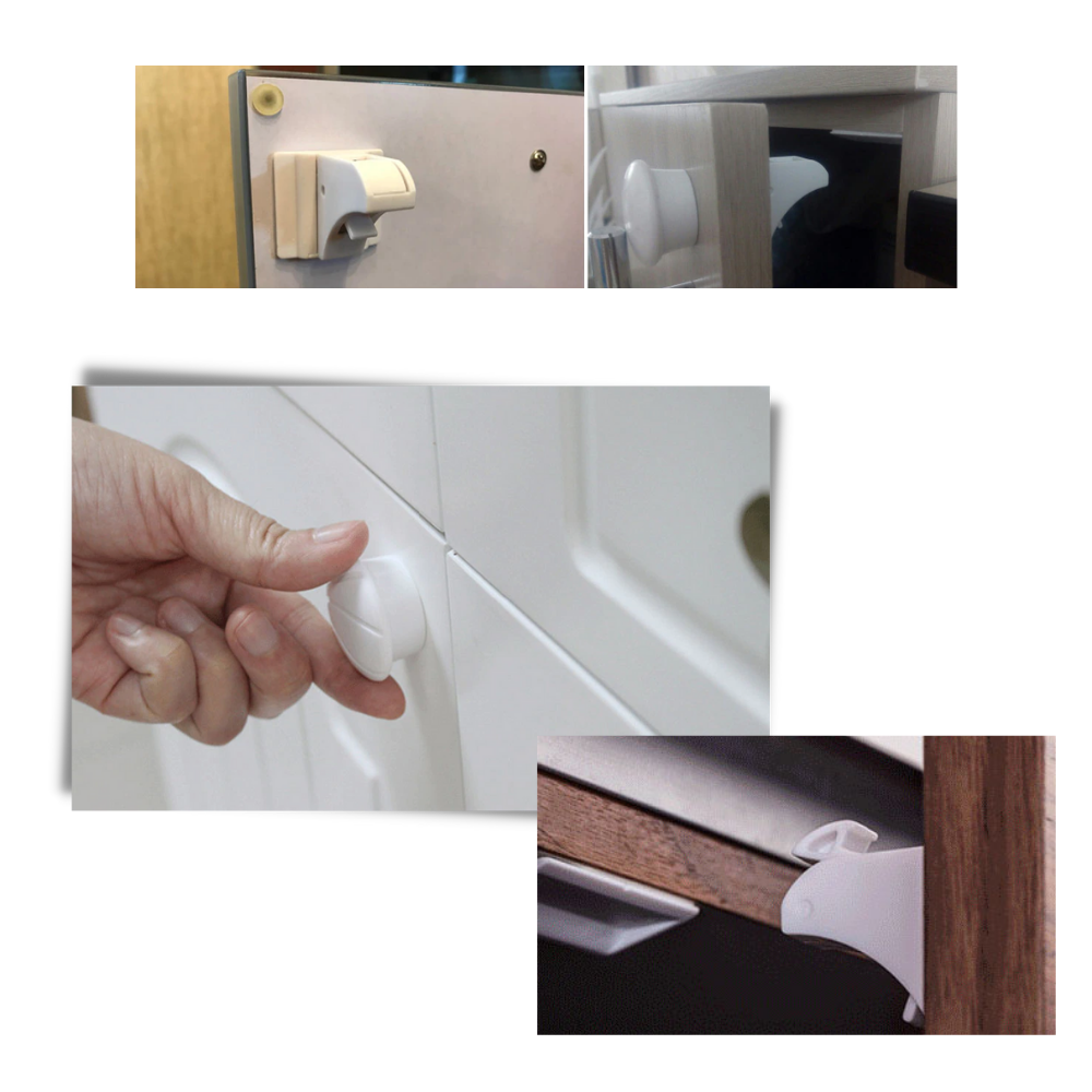 Lot de 4 serrures magnétiques d'armoires pour la sécurité des enfants