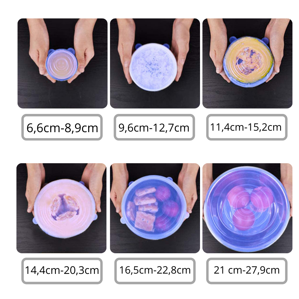 6 couvercles extensibles en silicone