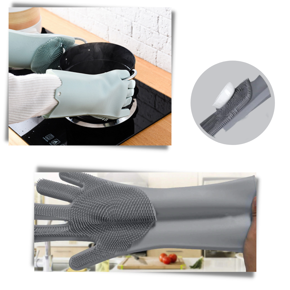 Gants de vaisselle en silicone à usages multiples